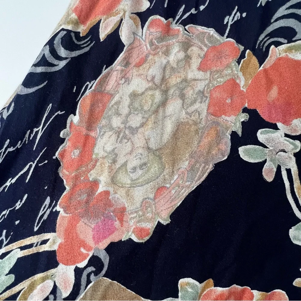 Vintage 90s Y2K Adrian Jordan Front Tie Floral Tie Front Kimono - Picture 6 of 8